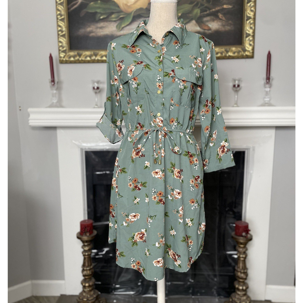 MPH Collection Sage Green Floral Dress Size XL